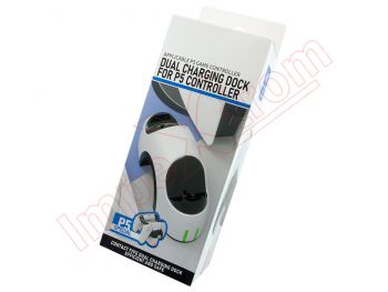 White dual charging dock for Sony Playstation 5, PS5 - 5V / 3A, in blister
